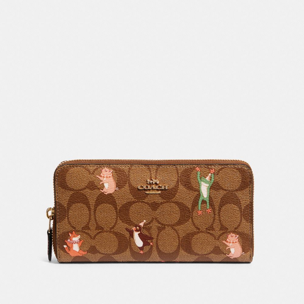 Accordion Zip Wallet In Signature Canvas With Party Animals Print