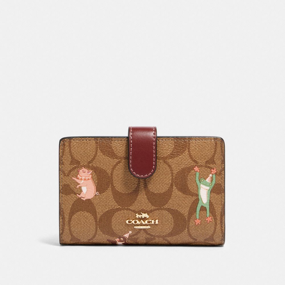 COACH® Outlet | Medium Corner Zip Wallet In Signature Canvas With