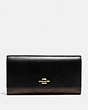 COACH®,TRIFOLD WALLET IN SIGNATURE CANVAS,pvc,Gold/Brown Black,Front View