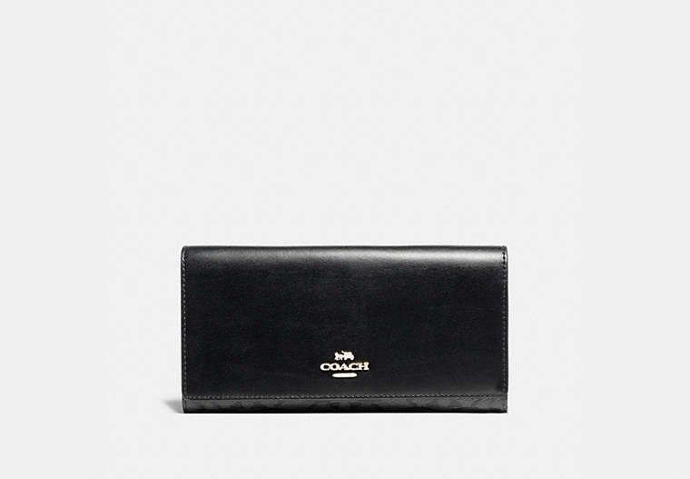 COACH®,TRIFOLD WALLET IN SIGNATURE CANVAS,pvc,Silver/Black Smoke,Front View