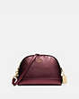 COACH®,DOME CROSSBODY,Leather,Small,Gold/Metallic Wine,Front View