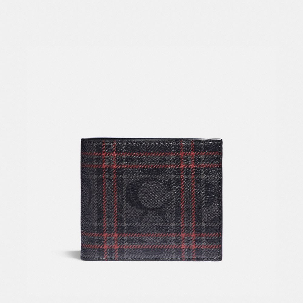 3 In 1 Wallet In Signature Canvas With Shirting Plaid Print