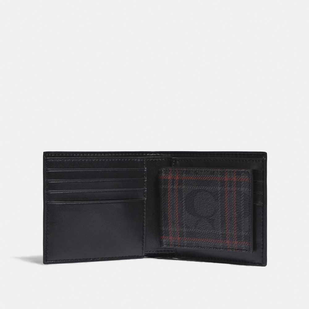 3 In 1 Wallet In Signature Canvas With Shirting Plaid Print