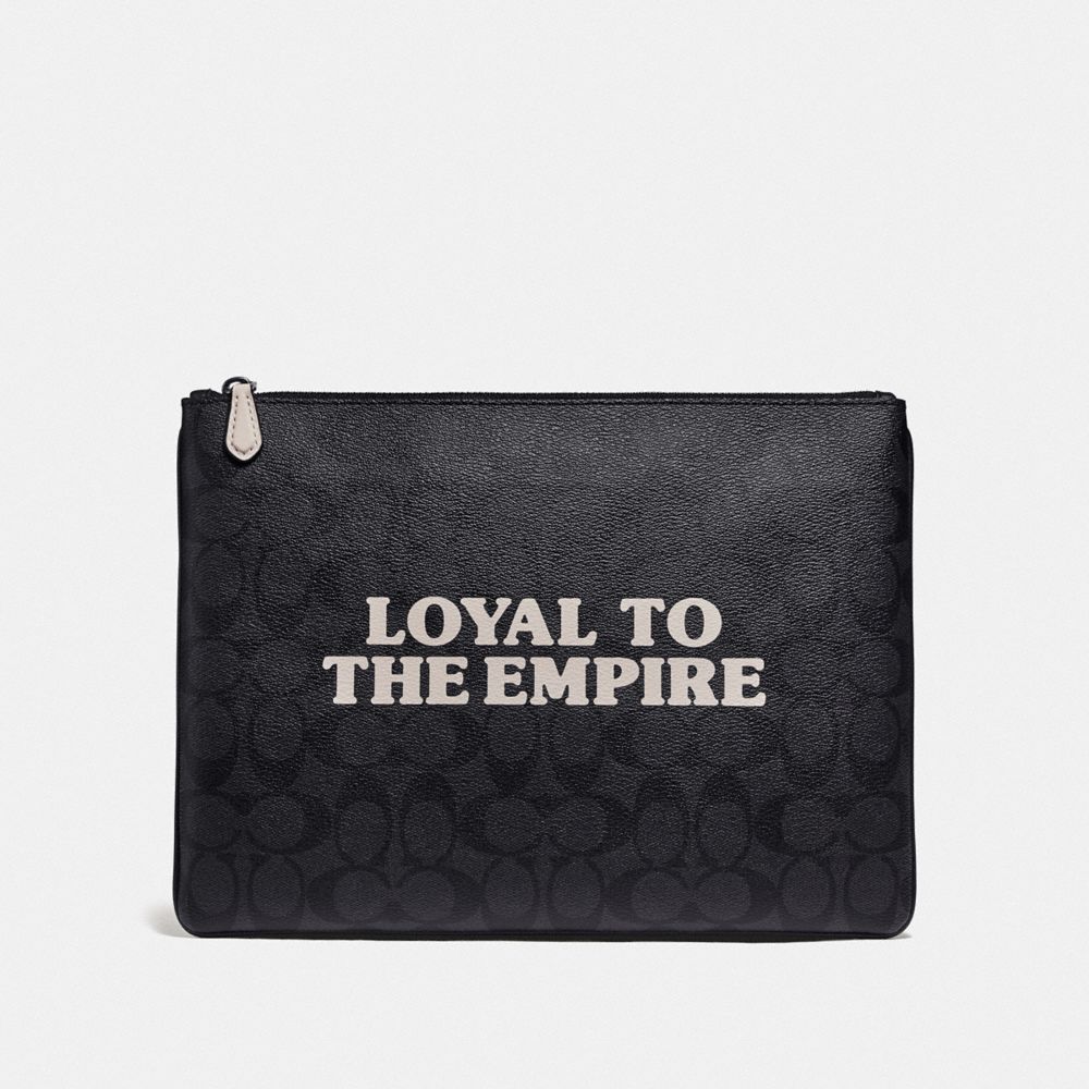 Star Wars X Coach Large Pouch In Signature Canvas With Loyal To The Empire