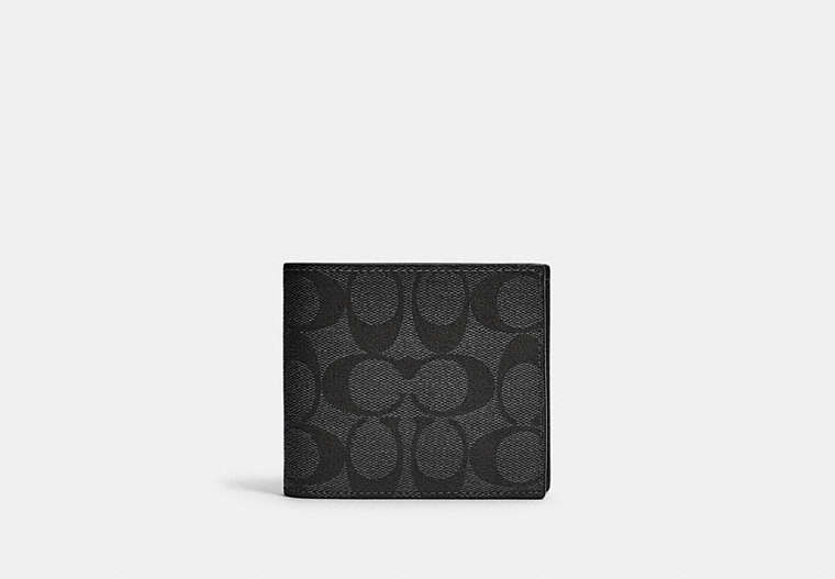 COACH®,3-IN-1 WALLET IN COLORBLOCK SIGNATURE CANVAS,Gunmetal/Charcoal Cadet,Front View