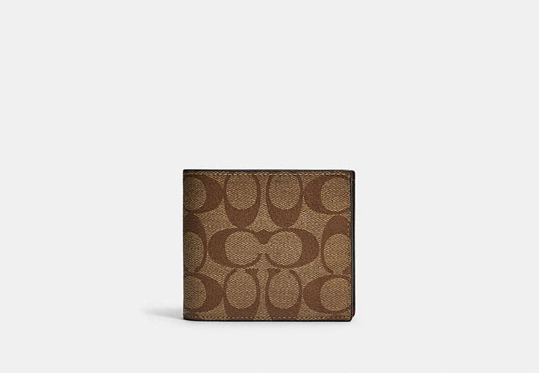 COACH®,3-IN-1 WALLET IN COLORBLOCK SIGNATURE CANVAS,Gunmetal/Tan Terracotta,Front View