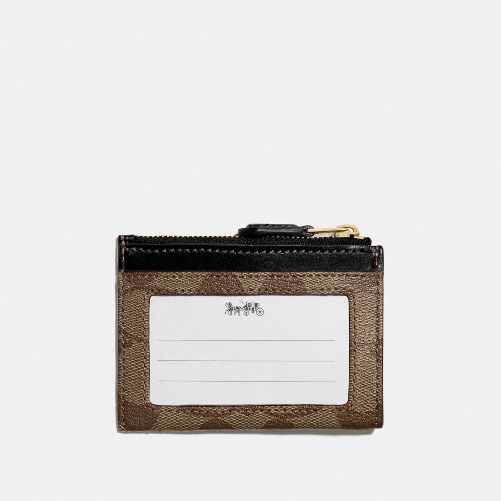 NEW Coach Brown Blue Mini Skinny ID Case Signature Canvas Card Case Wallet  For Sale at 1stDibs