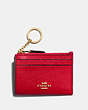 COACH®,MINI SKINNY ID CASE,Leather,Gold/Bright Red,Front View