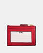 COACH®,MINI SKINNY ID CASE,Leather,Gold/Bright Red,Back View