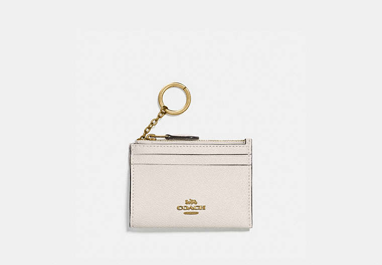 COACH®,MINI SKINNY ID CASE,Leather,Gold/Chalk,Front View image number 0