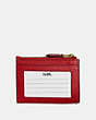 COACH®,MINI SKINNY ID CASE,Leather,Gold/True Red,Back View