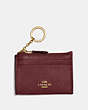 COACH®,MINI SKINNY ID CASE,Leather,Gold/Wine,Front View