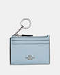 COACH®,MINI SKINNY ID CASE,Leather,Silver/Pale Blue,Front View