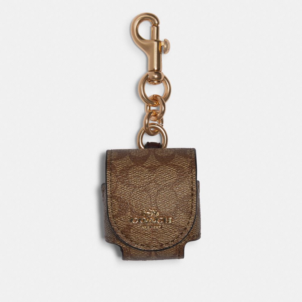 Wireless Earbud Case Bag Charm In Signature Canvas