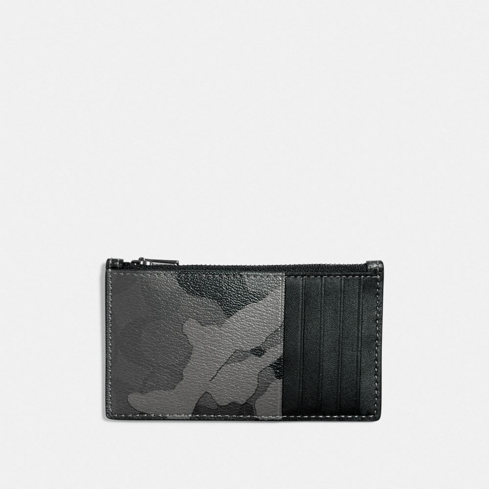 Porte-cartes zippé en toile emblématique à imprimé camouflage