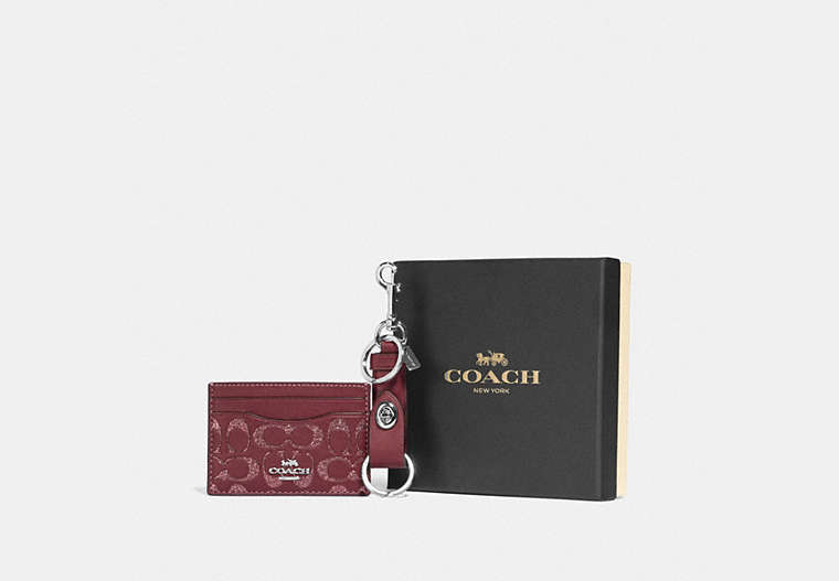 Coffret cadeau porte-cartes et breloques porte-clés en cuir signature