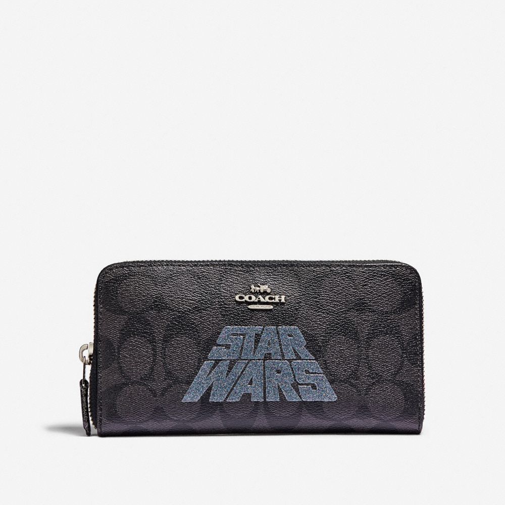 Portefeuille zippé accordéon Star Wars X Coach en toile emblématique avec motif