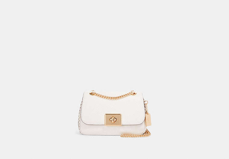 COACH®,MINI CASSIDY CROSSBODY,Leather,Small,Gold/Chalk,Front View