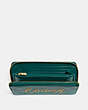 COACH®,ACCORDION ZIP WALLET WITH STUDDED COACH SCRIPT,Gold/Viridian,Inside View,Top View