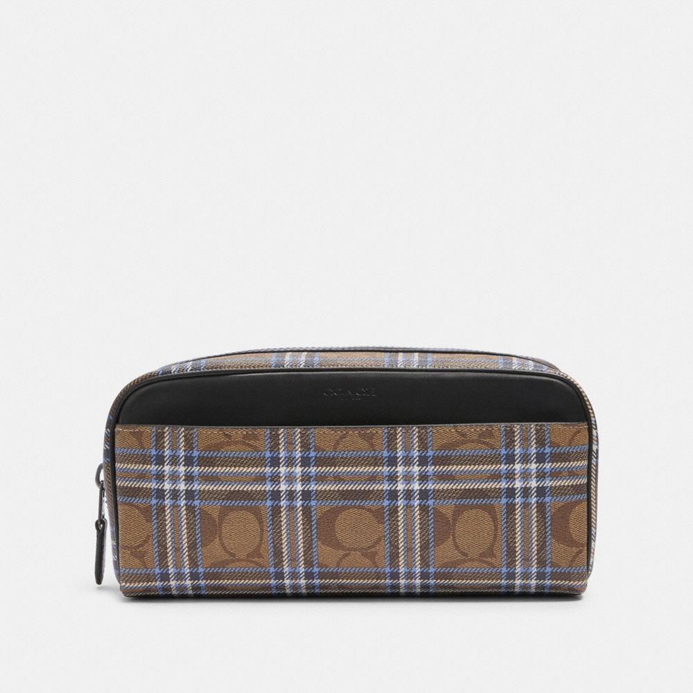 Dopp Kit In Signature Canvas With Shirting Plaid Print