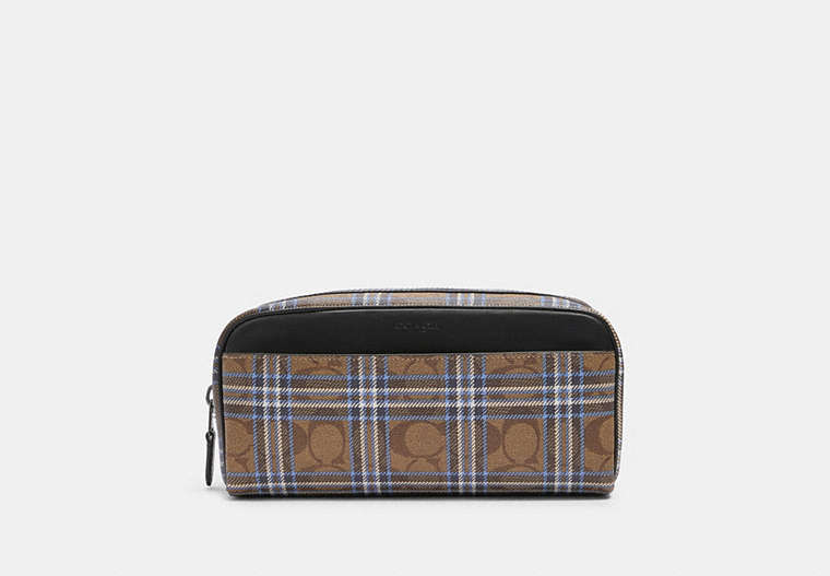 Dopp Kit In Signature Canvas With Shirting Plaid Print