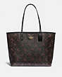 COACH®,REVERSIBLE CITY TOTE IN SIGNATURE CANVAS WITH MOON PRINT,pvc,Large,Gold/Brown Purple Multi/Black,Front View