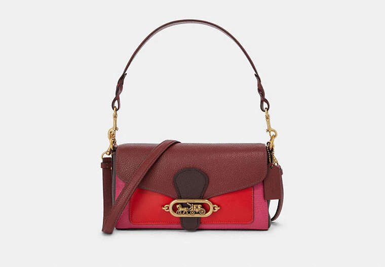 COACH®,JADE SHOULDER BAG IN COLORBLOCK,Leather,Small,OL/Wine Oxblood Multi,Front View