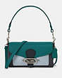 COACH®,JADE SHOULDER BAG IN COLORBLOCK,Leather,Small,Silver/Midnight Viridian Multi,Front View