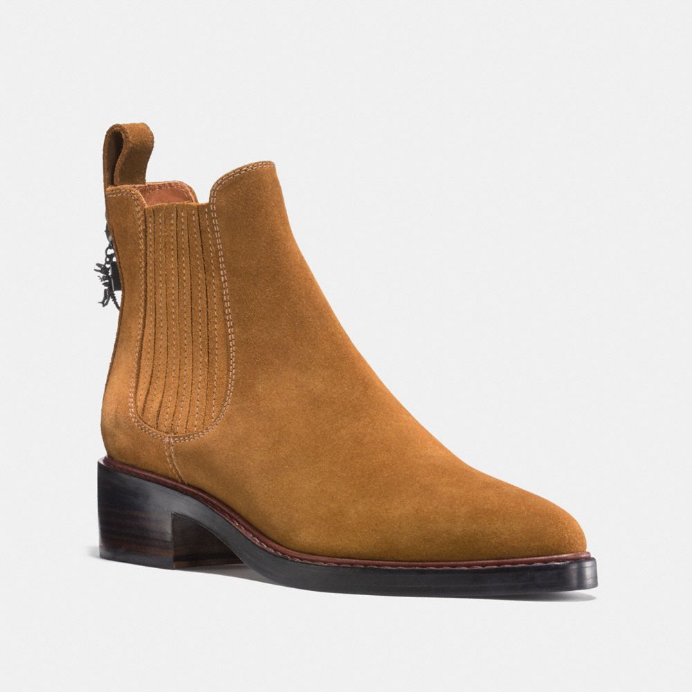 COACH®,BOWERY CHELSEA BOOT,Suede,Camel,Front View
