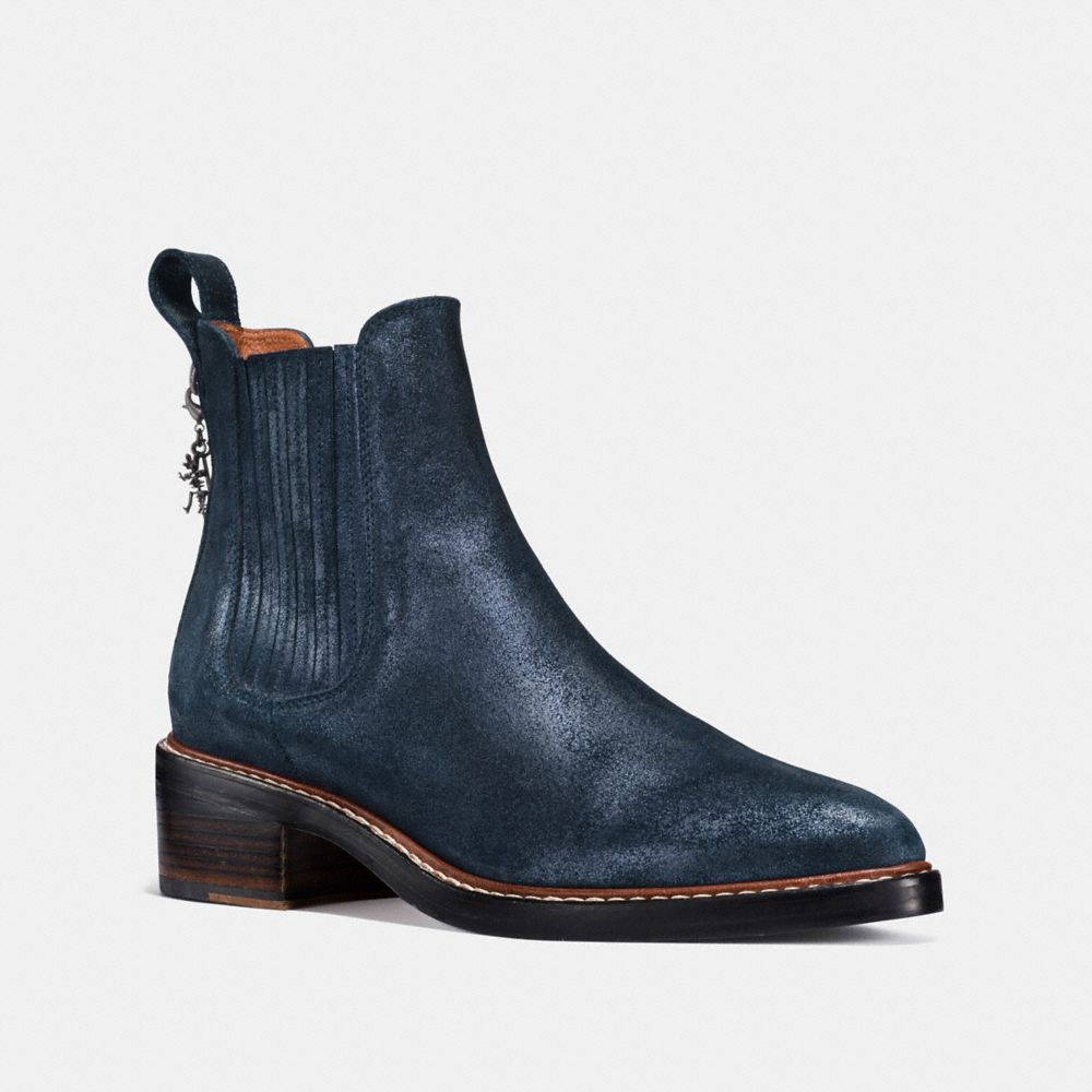 COACH®,BOWERY CHELSEA BOOT,Suede,Denim,Front View