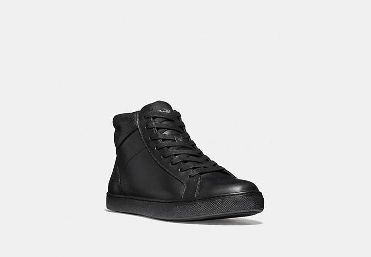 COACH®,C204 HIGH TOP SNEAKER,Leather,Black,Front View