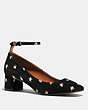COACH®,ANKLE STRAP PUMP WITH PRAIRIE PRINT,Black,Front View