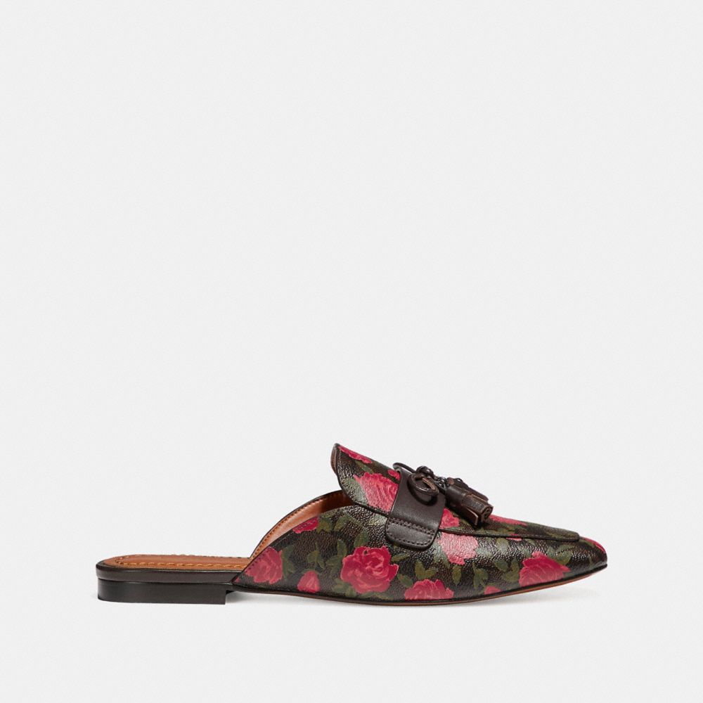 Tassel Loafer Slide With Camo Rose Print