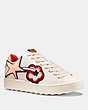 COACH®,C101 LOW TOP SNEAKER WITH SHOOTING STAR PATCHES,Leather,Chalk,Front View