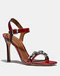 COACH®,BONNIE SANDAL,Leather,Red.,Front View