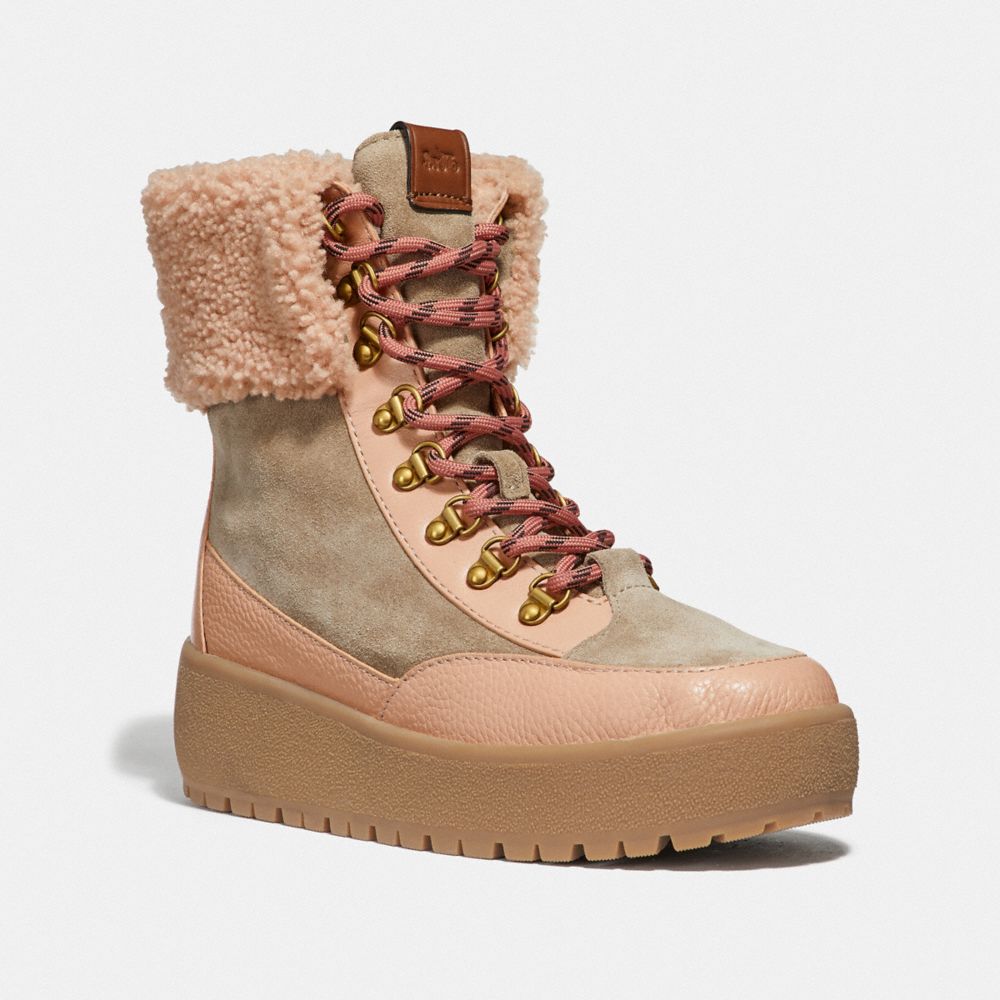 COACH®,TYLER BOOT,mixedmaterial,Oat/Pale Blush,Front View