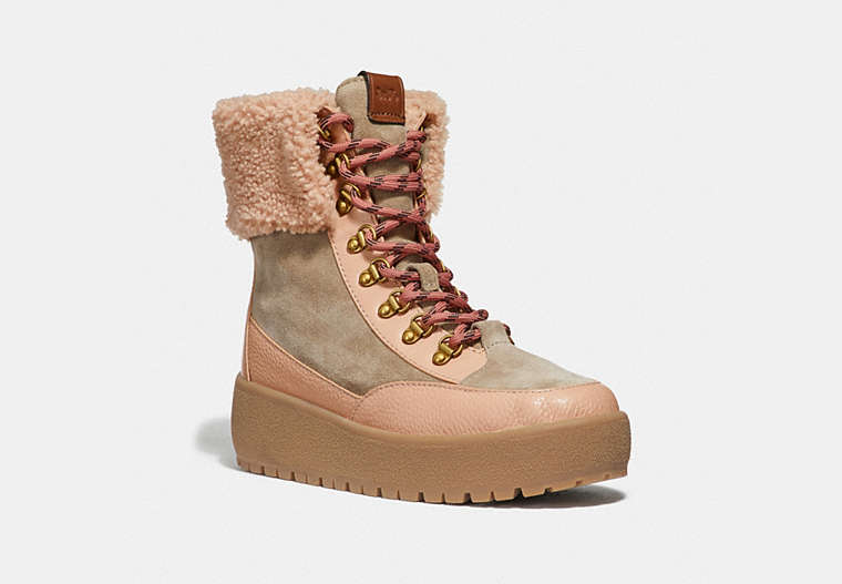 COACH®,TYLER BOOT,mixedmaterial,Oat/Pale Blush,Front View