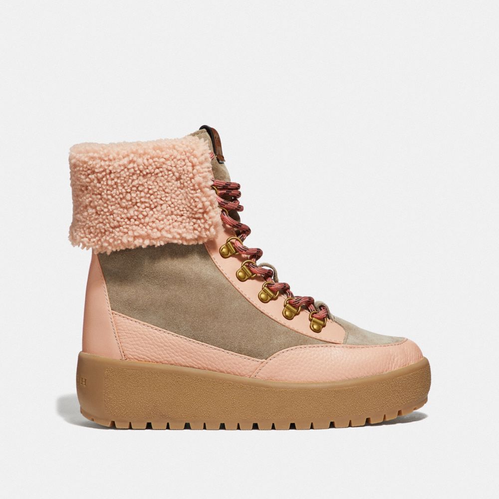 COACH®,TYLER BOOT,mixedmaterial,Oat/Pale Blush,Angle View