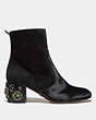 COACH®,JULIET ANKLE BOOTIE,mixedmaterial,Black,Angle View