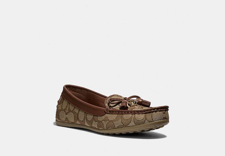 COACH®,GREENWICH LOAFER,KHAKI/SADDLE,Front View