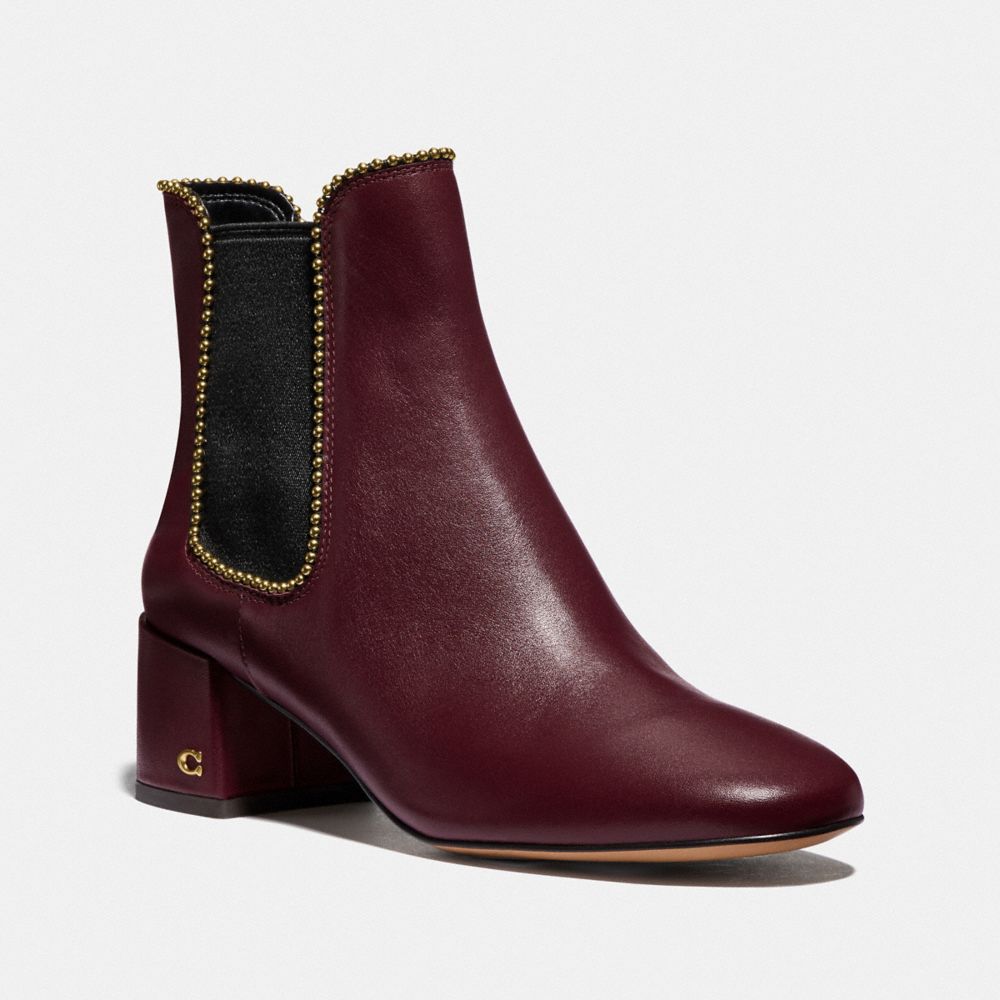 COACH®,TORRI BOOTIE,Leather,Wine,Front View