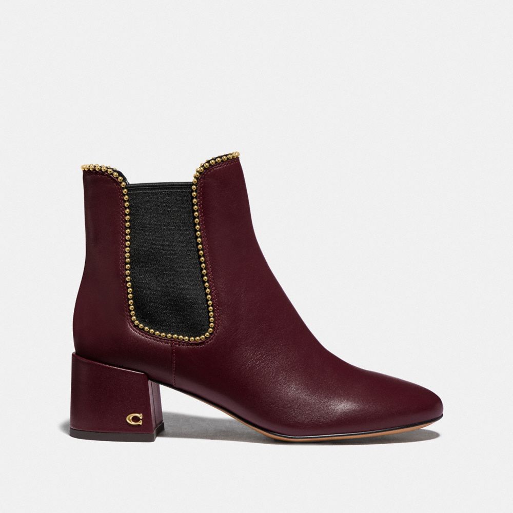 COACH®,TORRI BOOTIE,Leather,Wine,Angle View