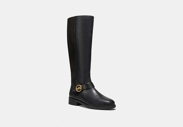 COACH®,RICKI RIDING BOOT,Leather,Black,Front View