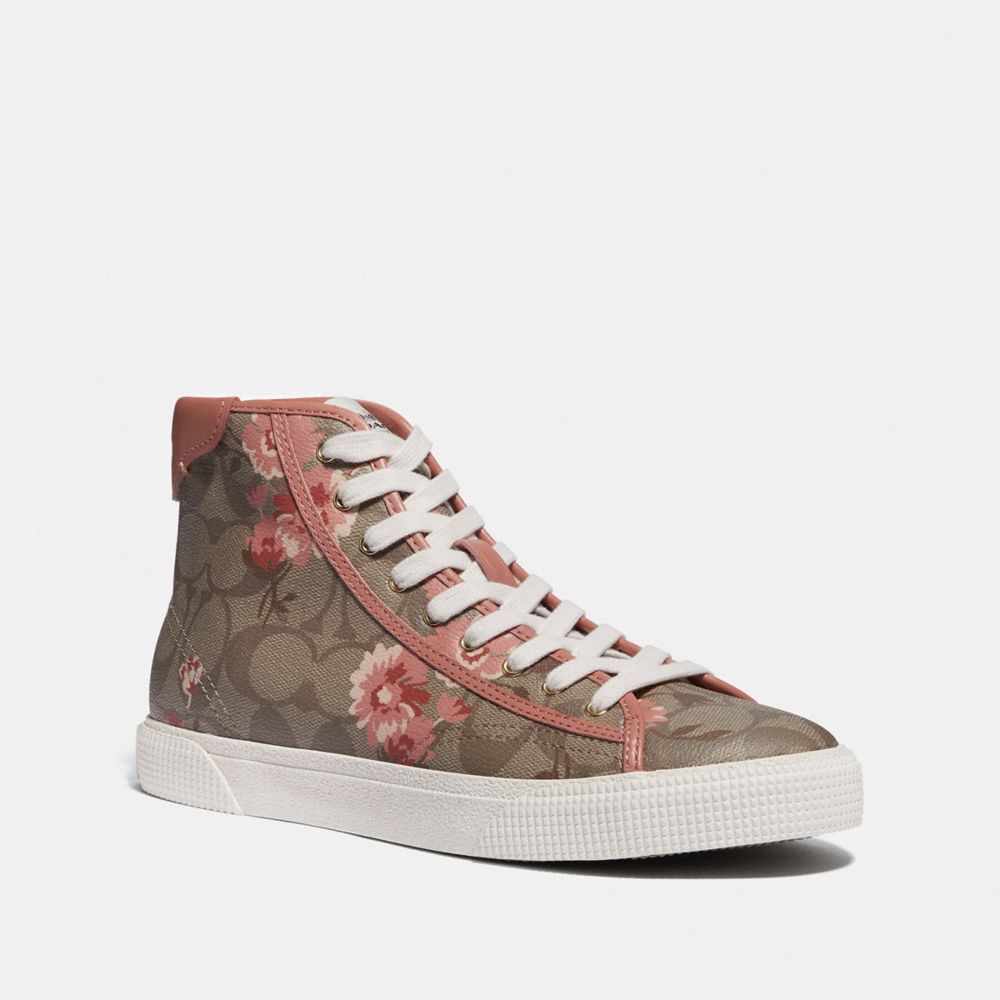 C207 High Top Sneaker With Floral Print