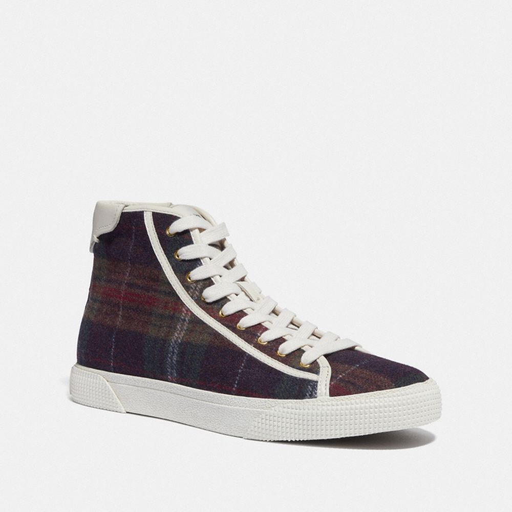 COACH® Outlet  C207 High Top Sneaker With Plaid Print