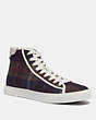 C207 High Top Sneaker With Plaid Print