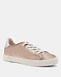 COACH®,C136 LOW TOP SNEAKER,Metallic Leather,CHAMPAGNE,Front View
