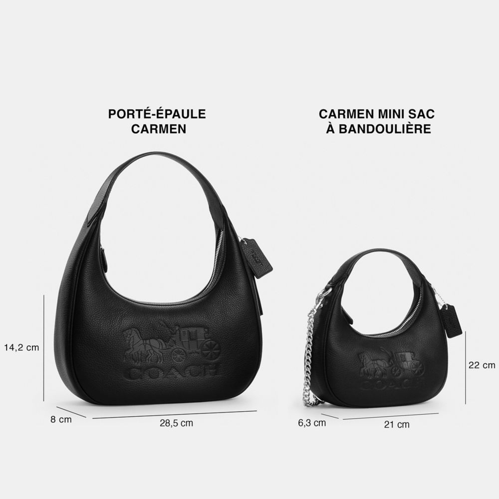 COACH®,MINI SAC BANDOULIÈRE CARMEN AVEC MATELASSAGE,Cuir innovant,Doré/Noir,Collection