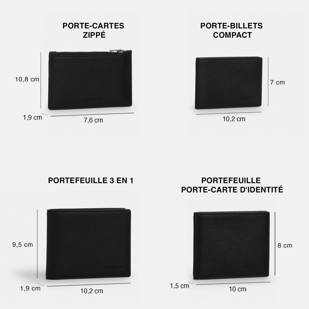 COACH®,PORTE-BILLETS AVEC PORTE-CARTES,Nickel noir patiné/Noir,Collection