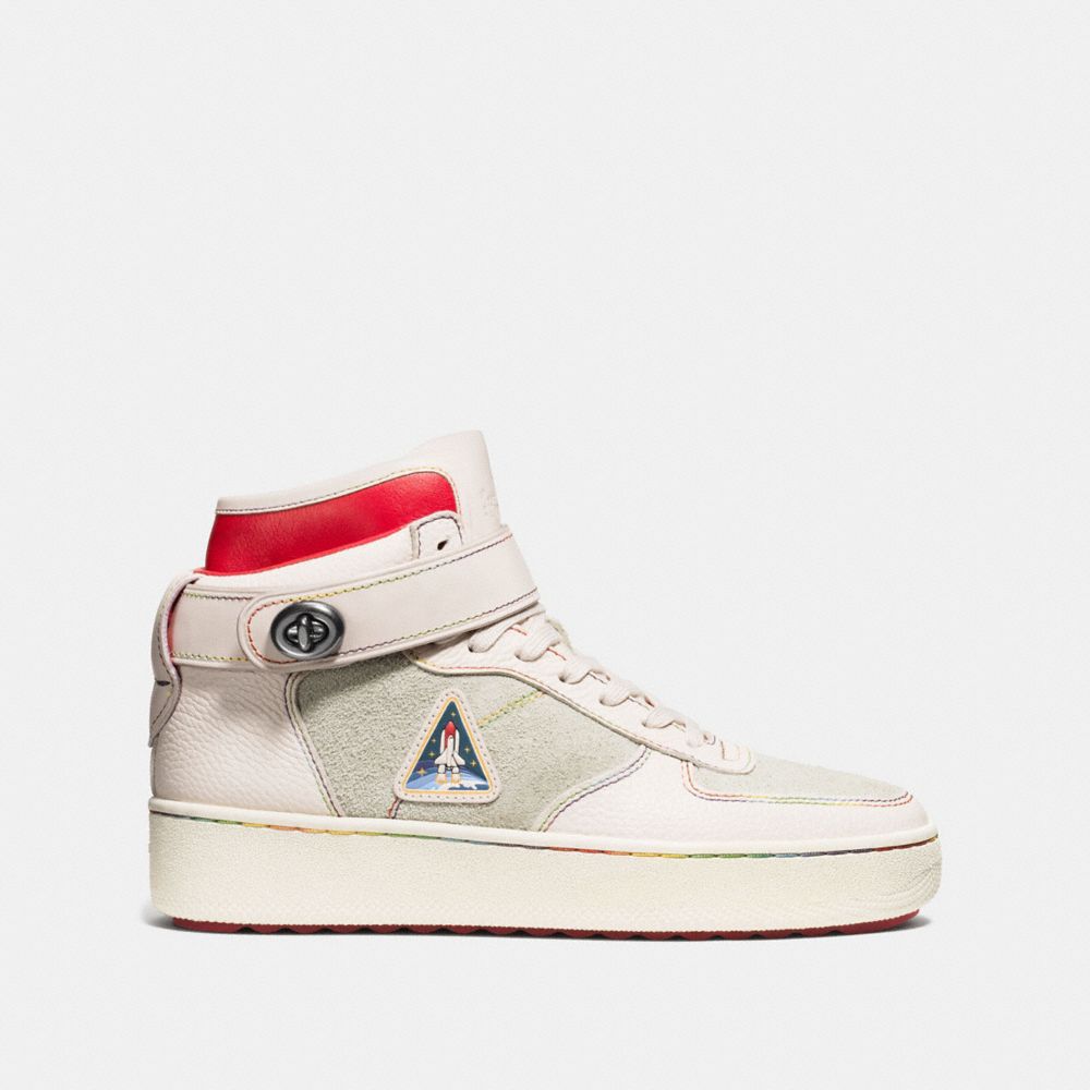 COACH®,SPACE C210 WHITE,Leather,CHALK/RED,Angle View